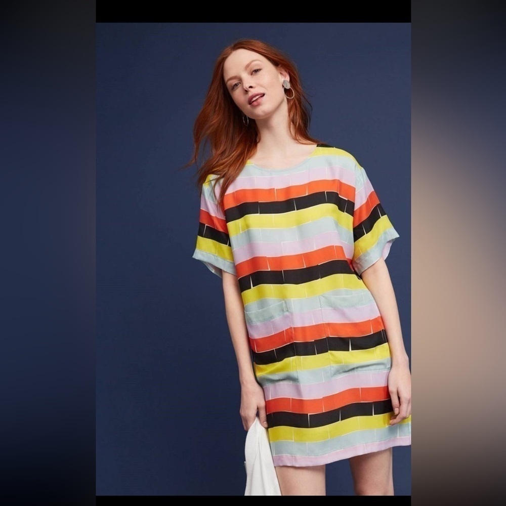 Anthropologie Dusen Dusen Multicolored Striped Tunic dress size XS - Picture 2 of 13